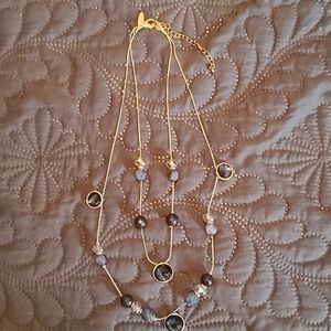 Blue/Gold bleaded layered necklace
